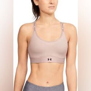 Under Armour fitted sports bra pink black size medium